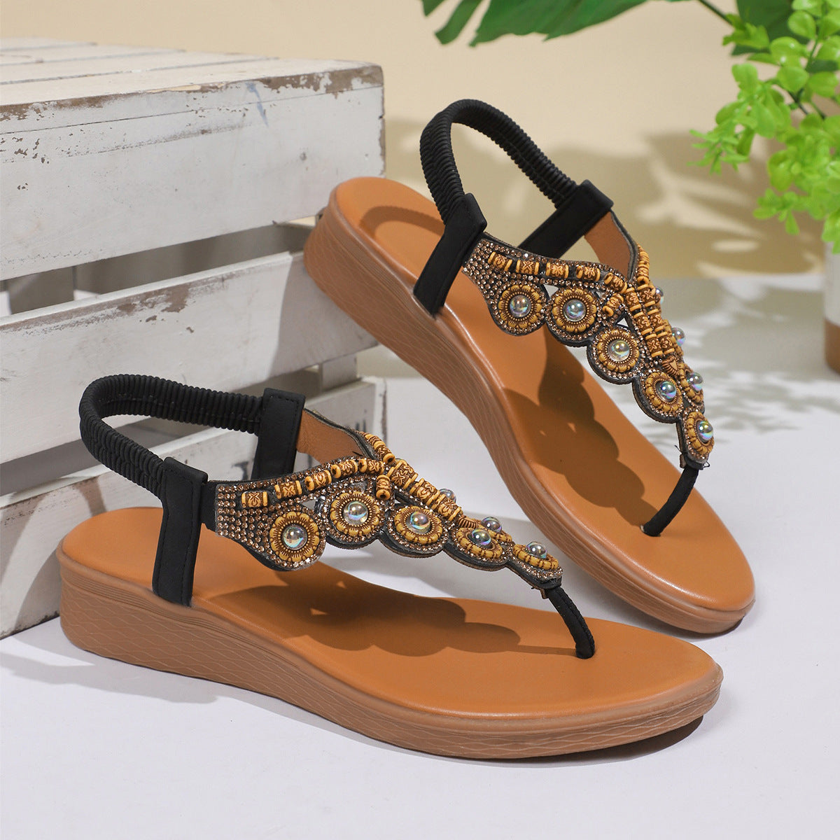 Bohemian-style Rhinestone Flip-flops Shoes