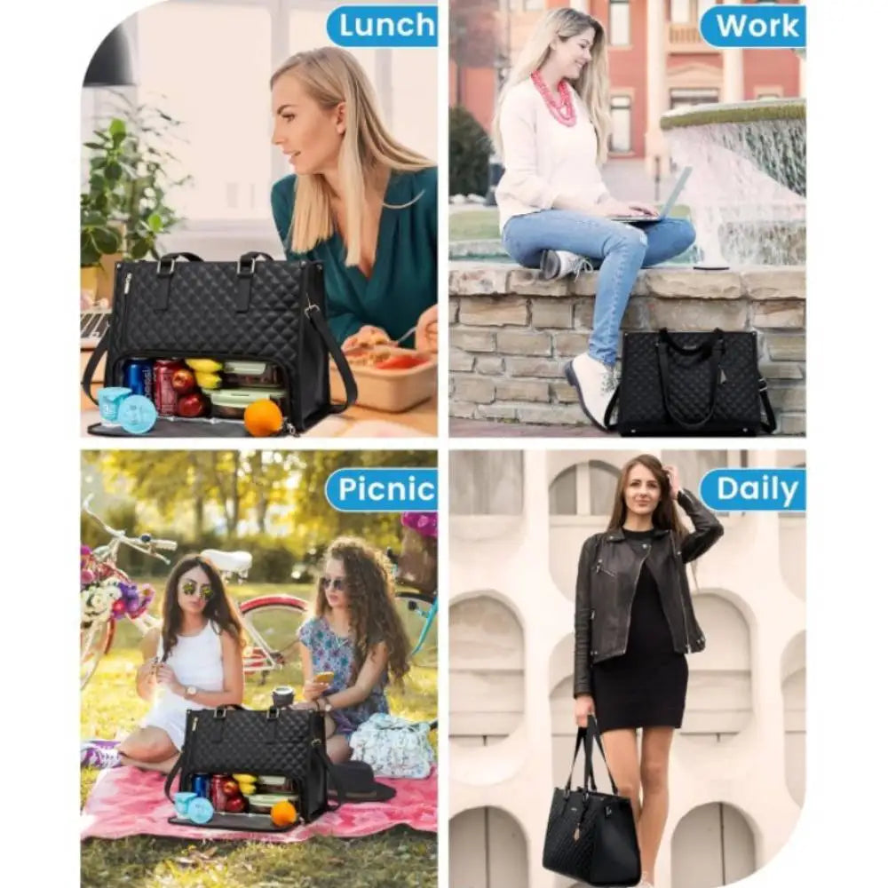 Women's Quilted Insulated Lunch Tote Bags