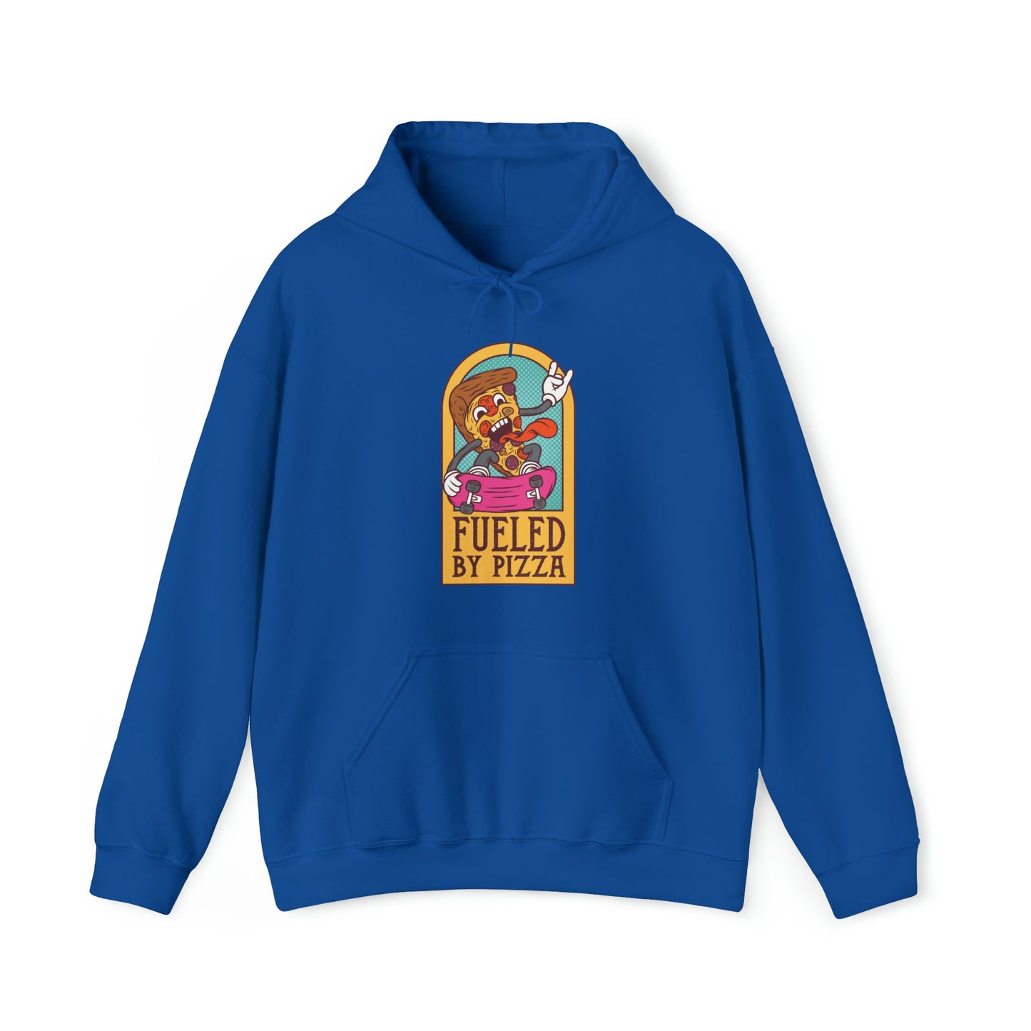 "Sudadera con capucha DirkyThreadz alimentada por pizza - Diseño gráfico divertido para amantes de la pizza"