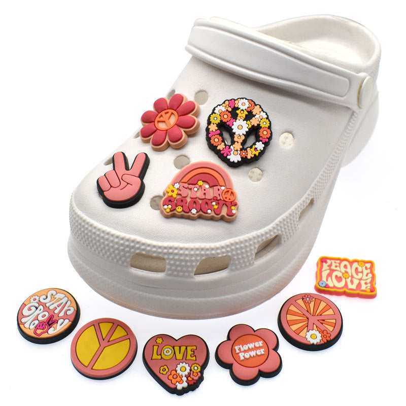 Peace Love Hole Shoes Accessories PVC Shoe Buckle