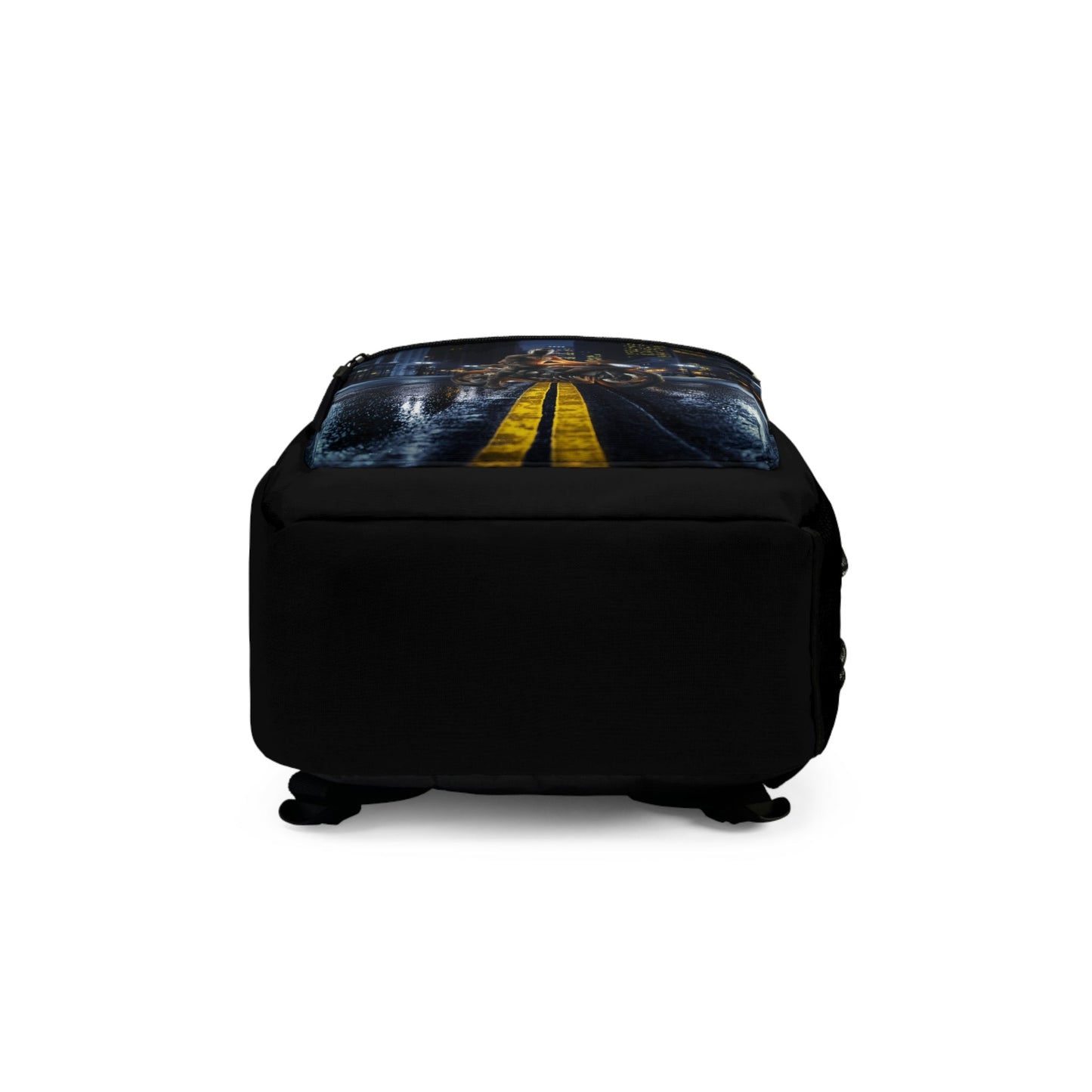 Speeding Motorcycle Rider Backpack | Custom Name Travel Bag