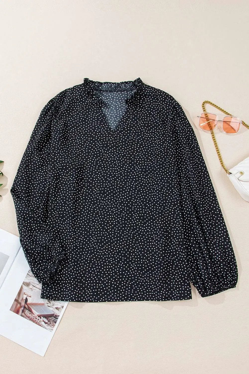 Pants Love Salve Black Leopard Print Women's Blouse V-Neck Stylish Plus Size Top