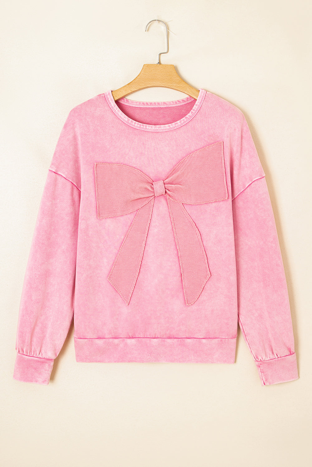 Sudadera Orquídea Ramo Lavado Mineral Waffle con Lazo y Parches