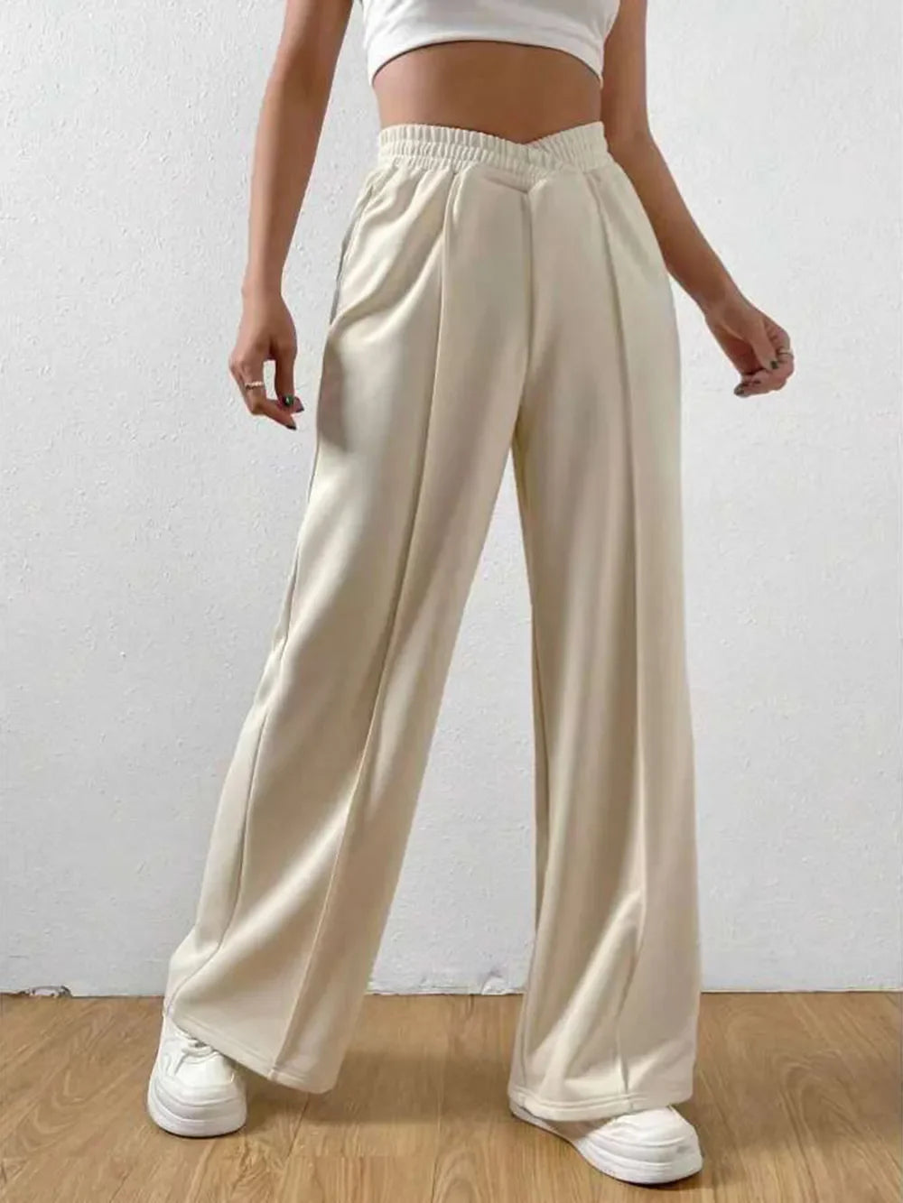 Pantalones de pernera ancha con cintura elástica