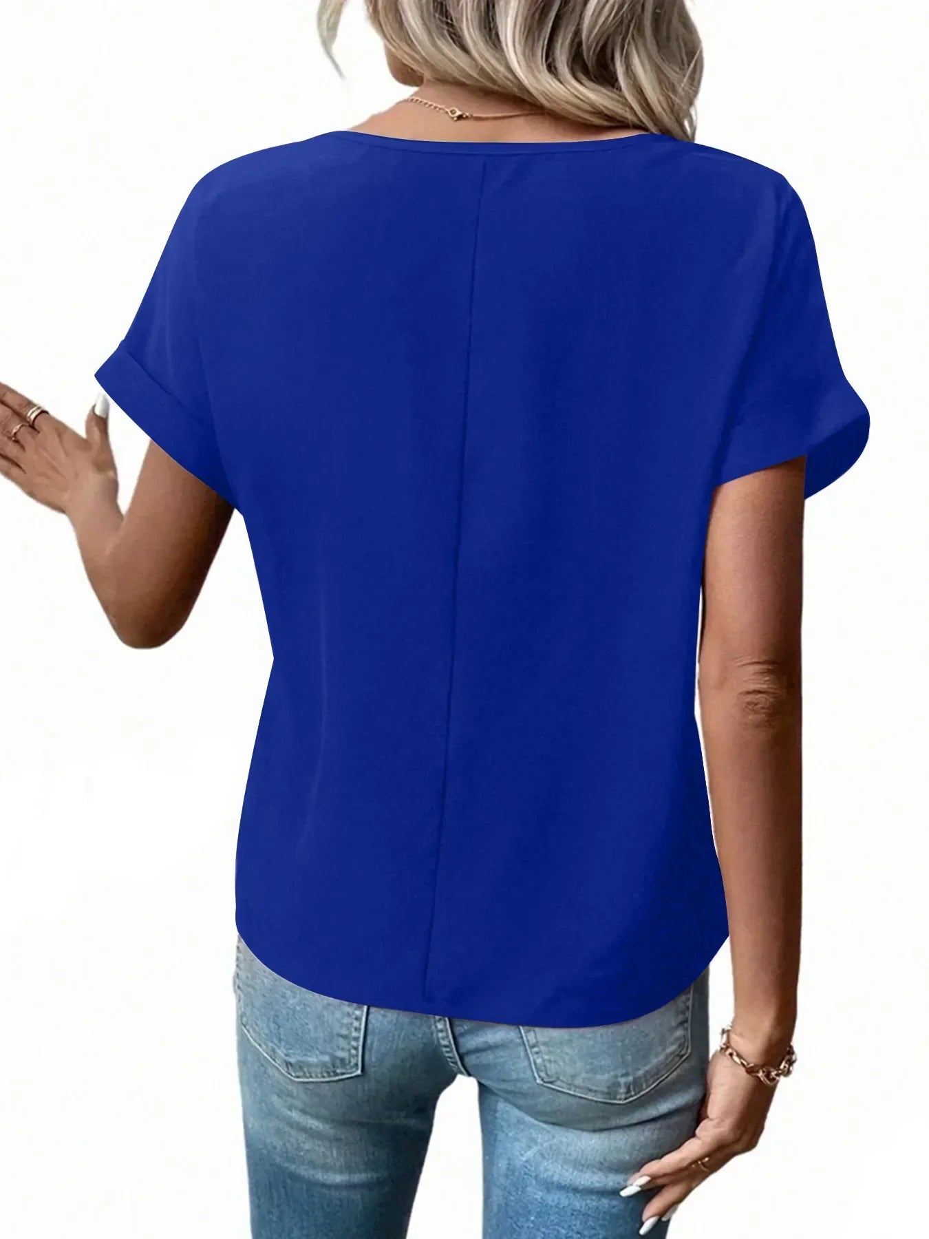 Casual Zipper Front Short Sleeve Blouse