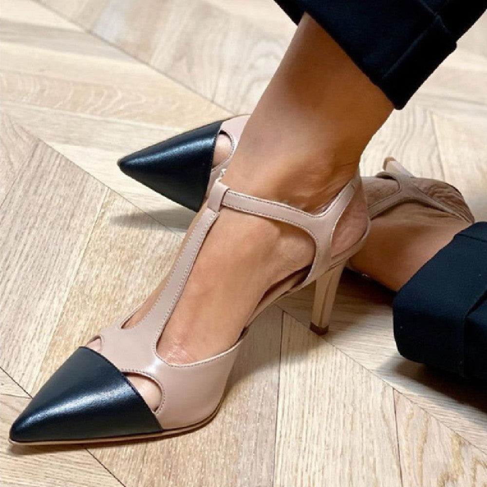 High-Heel Fashion Color Matching Buckle Sandals
