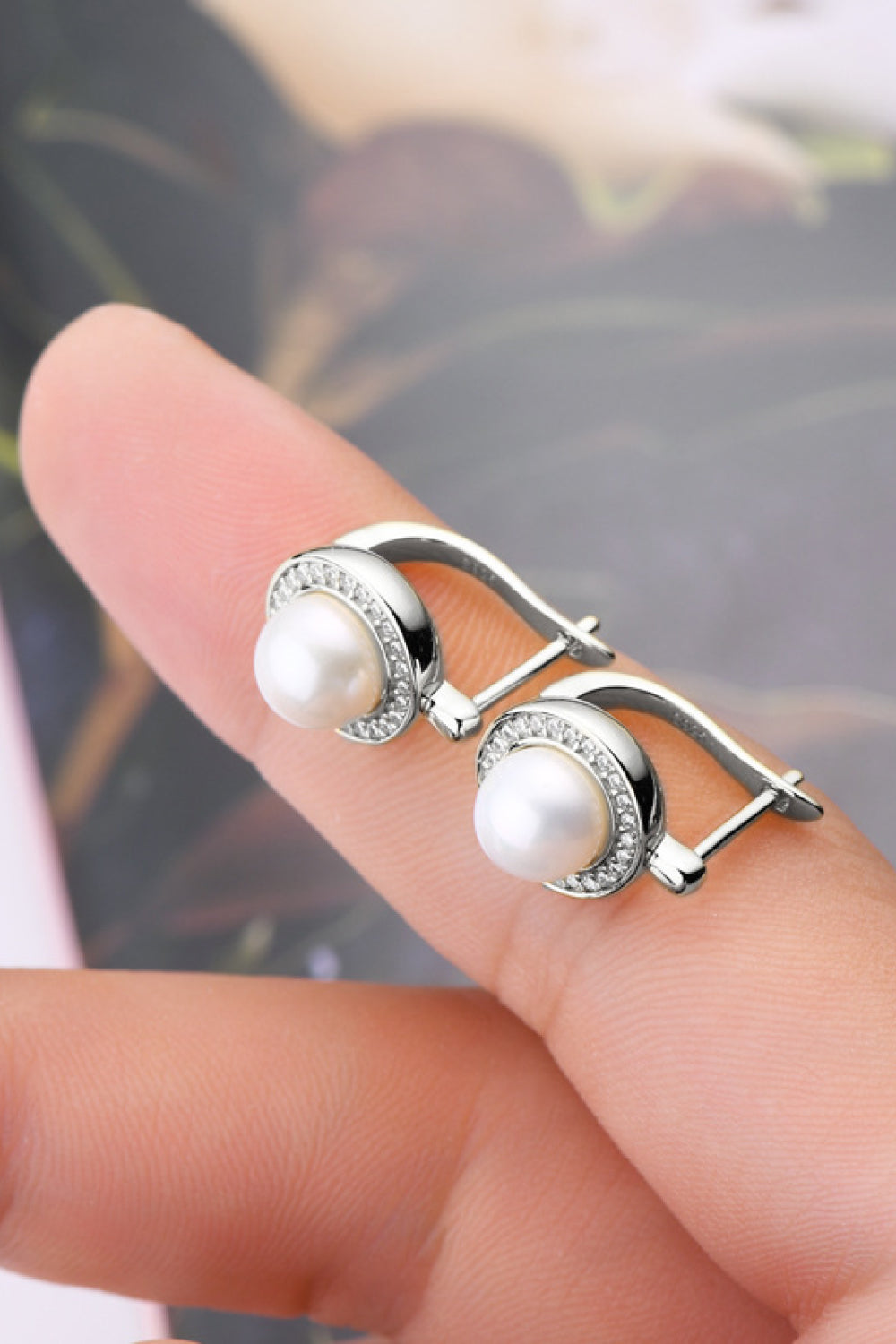Pendientes de Plata de Ley 925 con Perla y Moissanita