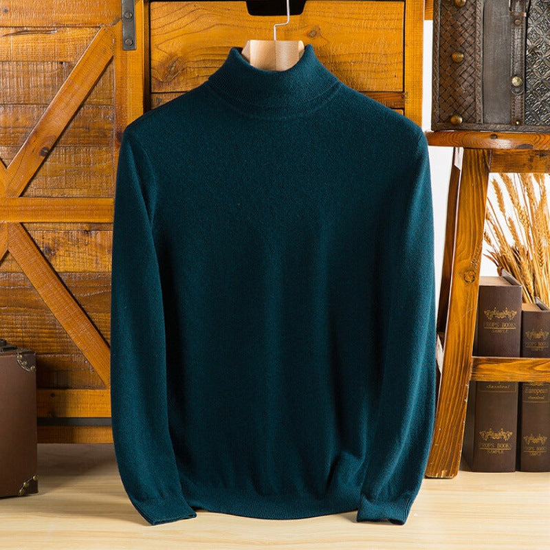 Mens Warm Turtleneck Knit Sweater For Layering