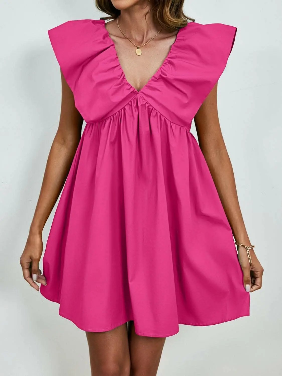 Dresses Trendsi V-neck cap sleeve mini dress