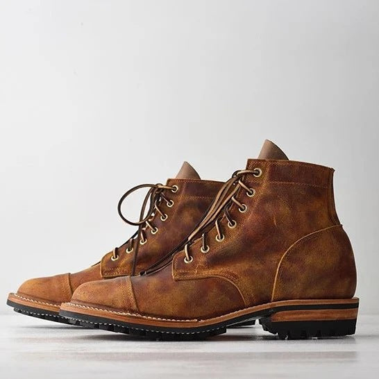 Men's Thick Heel Lace-Up Rivet Boots