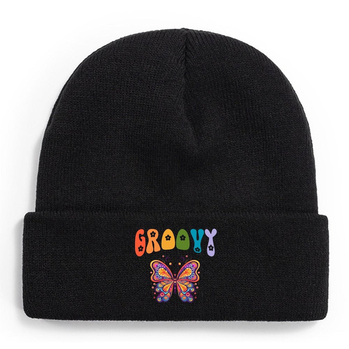Groovy Butterfly Knit Warm Winter Hat Beanie (Made in USA)