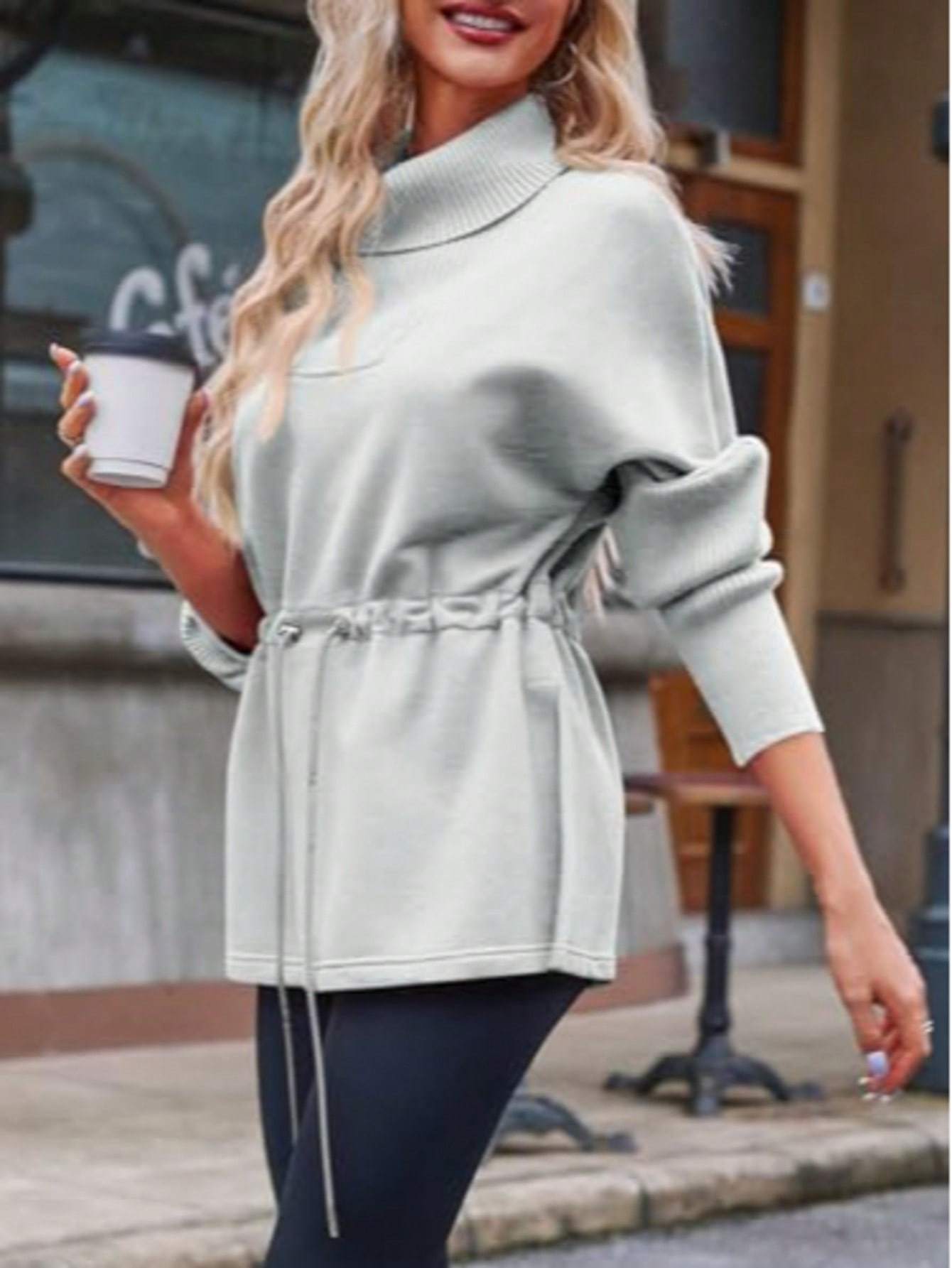 Sudadera de cuello alto de forro polar para mujer