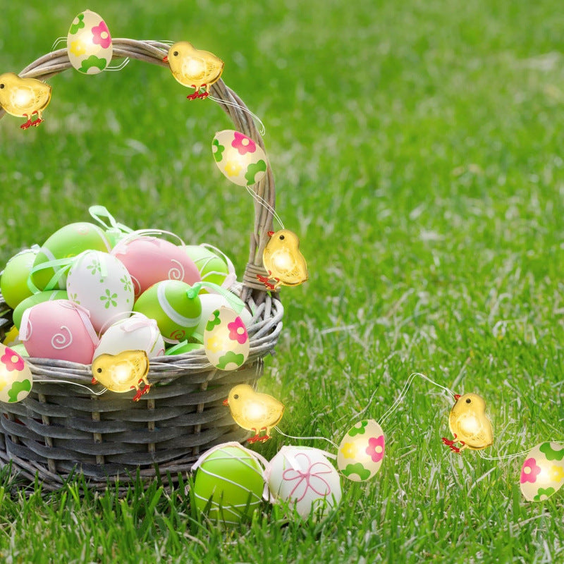 Rabbit Carrot Chick And Easter Egg Battery-Powered Copper Wire Lights For Easter Decorations