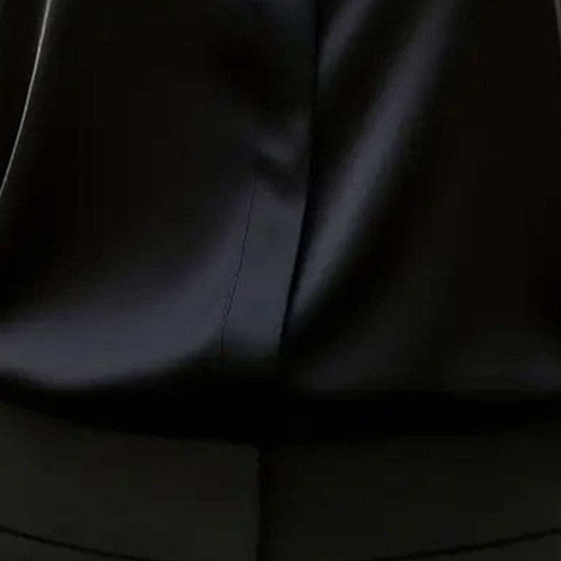 Blusa de satén de corte holgado — Túnica de manga larga con cuello en V para oficina y uso casual