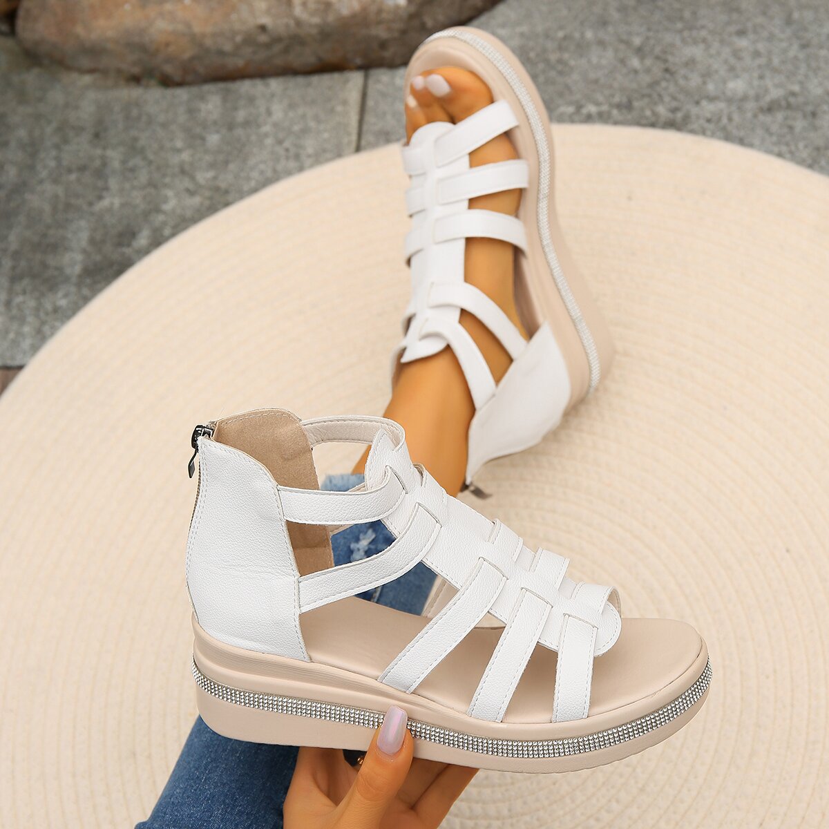 Women's Rhinestone Platform Sandals