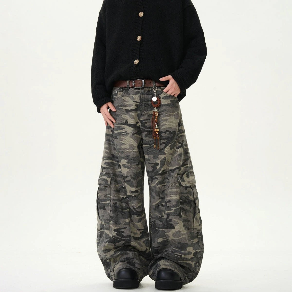 Men's Camouflage Loose Casual Retro Machete Jeans