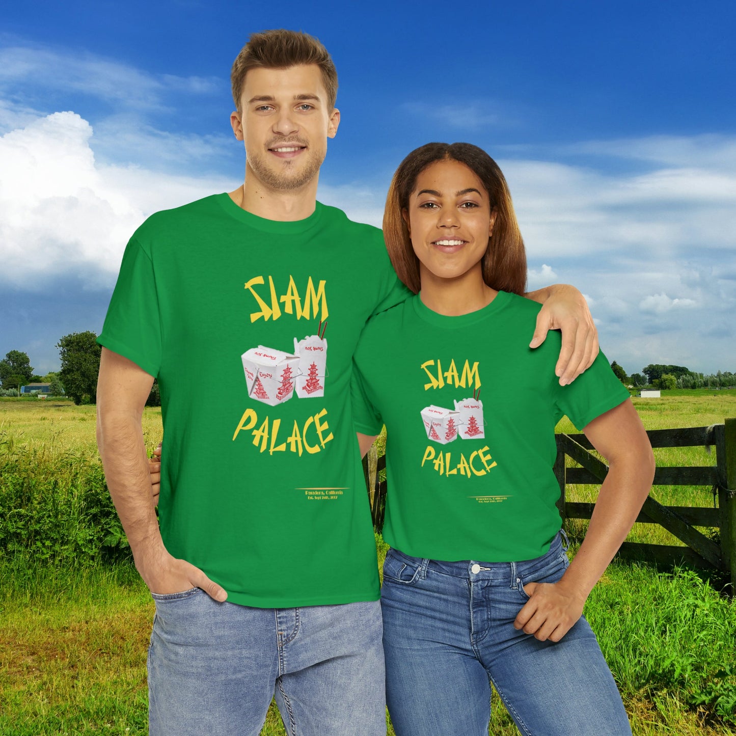 "DirkyThreadz Siam Palace T-Shirt - Bold Takeout Graphic Design in Black Cotton"