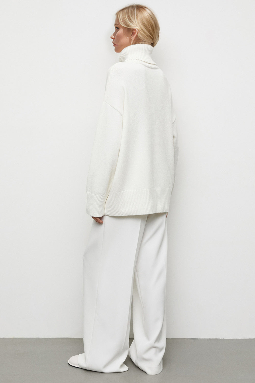 Back To School Sweater - Basic Bae Turtleneck Dropped Shoulder Long Sleeve Sweater