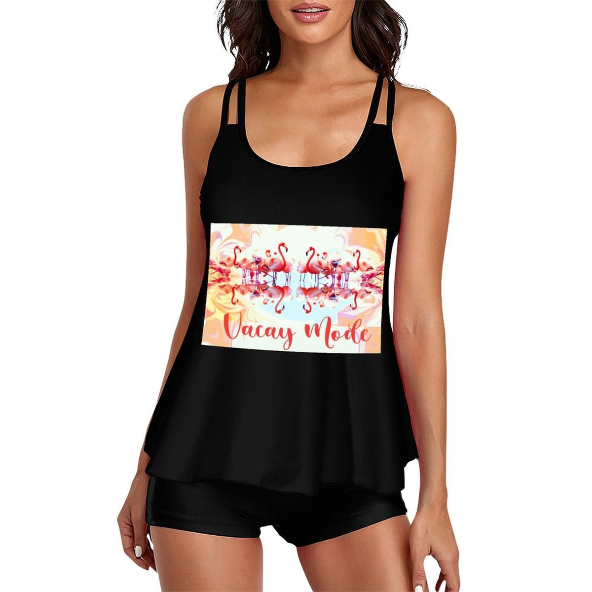 Flamingos in Vacay Mode Tankini Two-Piece for Women (Made in USA)