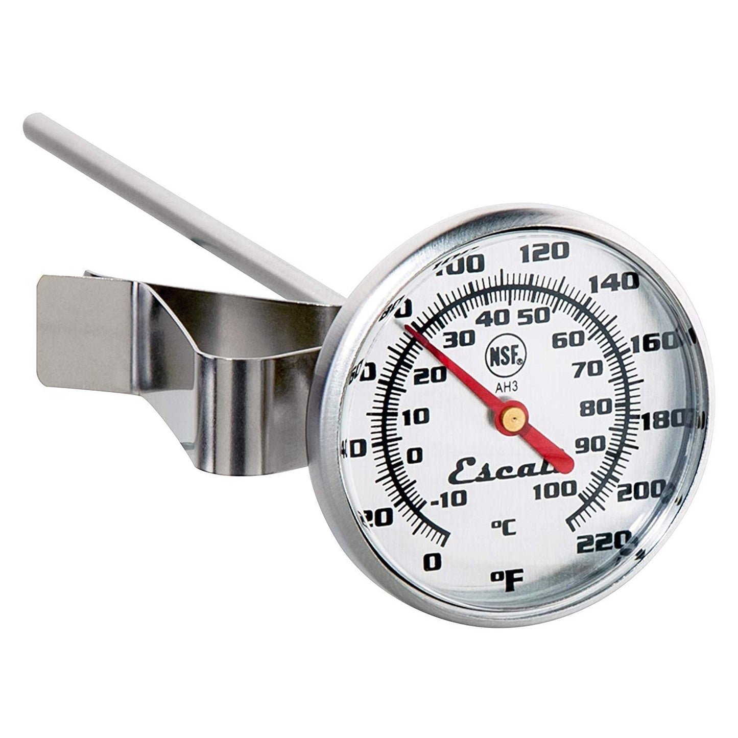 Escali AH3 NSF Certified Commercial Instant Read Large Dial Thermometer W/Clip Silver