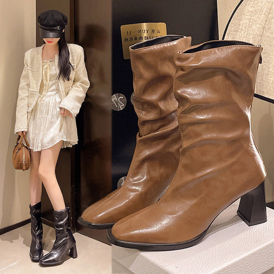 Botines de tacón alto de talla grande para mujer, ancho especial – Otoño/Invierno