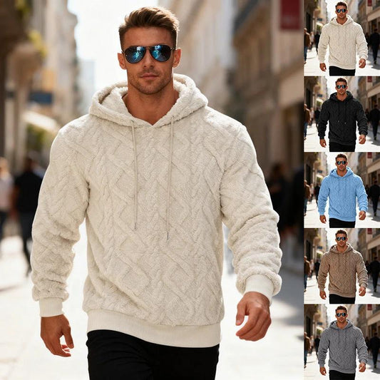 Sudadera con capucha informal holgada de doble cara gruesa para hombre