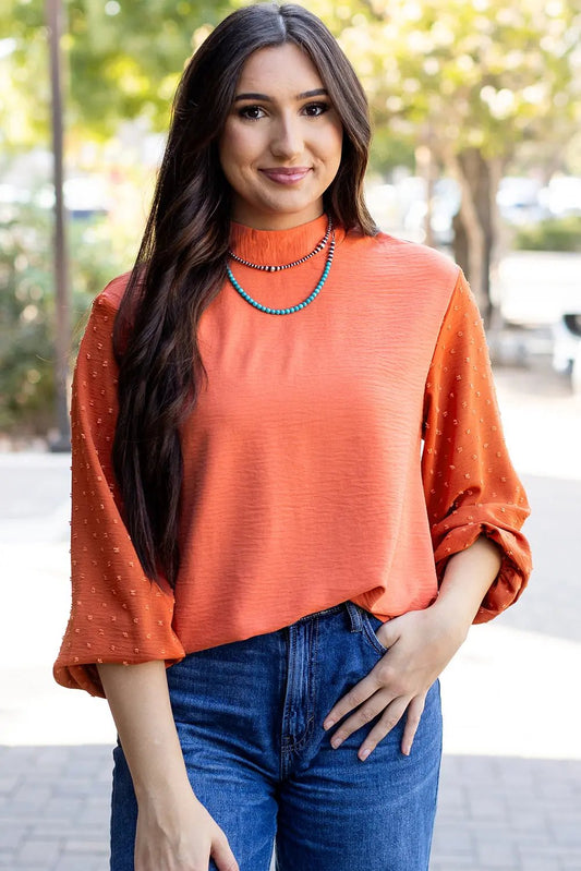 Blusa de mujer - Manga larga con ojales de punto suizo rojo - Southern Belle