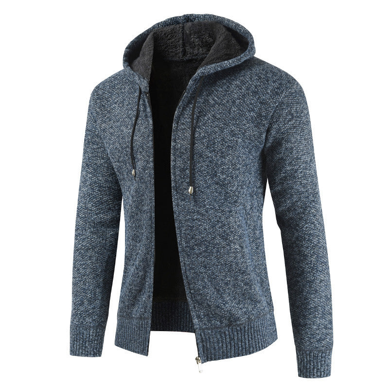 2026 Cross-Border Ebay Autumn And Winter New Men's Thickened Fleece Cardigan Sweater Men's Hooded Cardigan Jacket