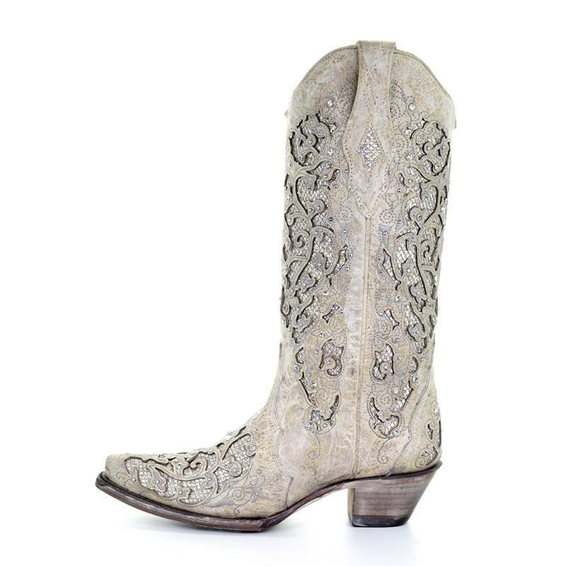 Women's Rhinestone Ornament High Leg Boot