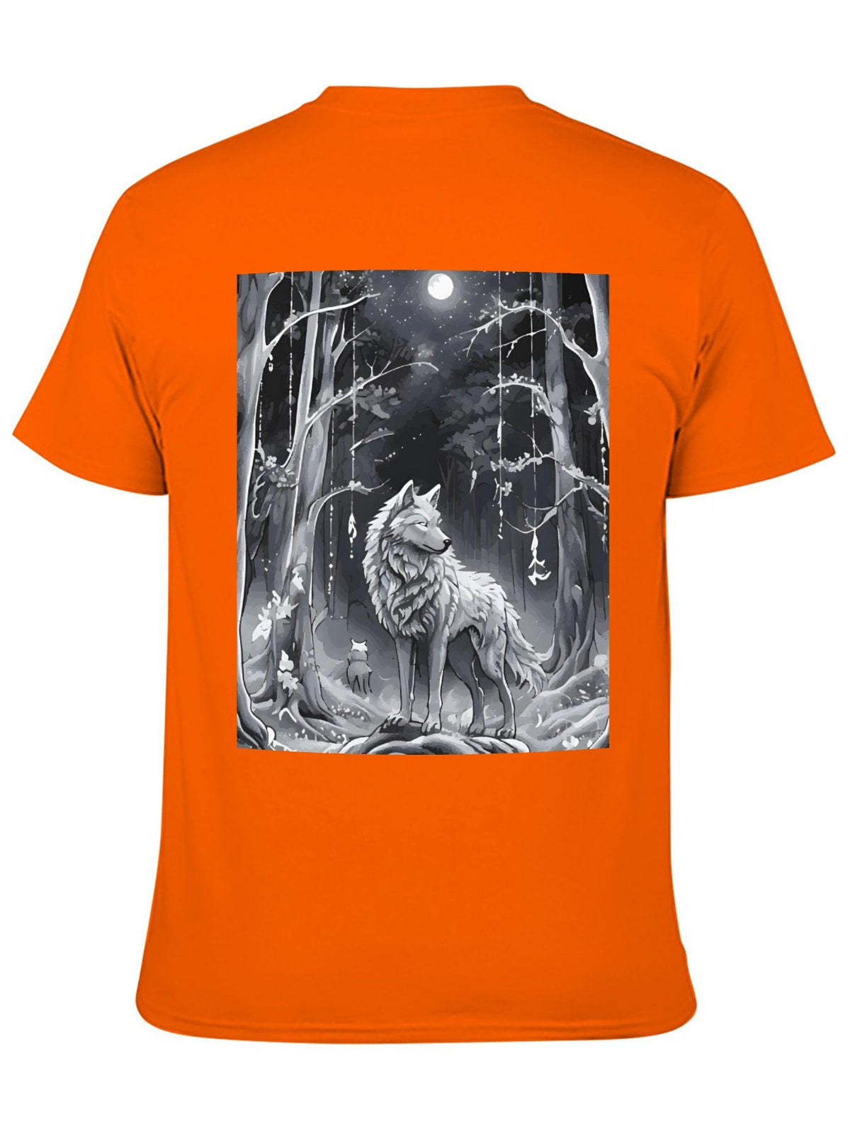 Ethereal Wolf in the Moonlight Short Sleeve Graphic T-Shirt (Back Printing)