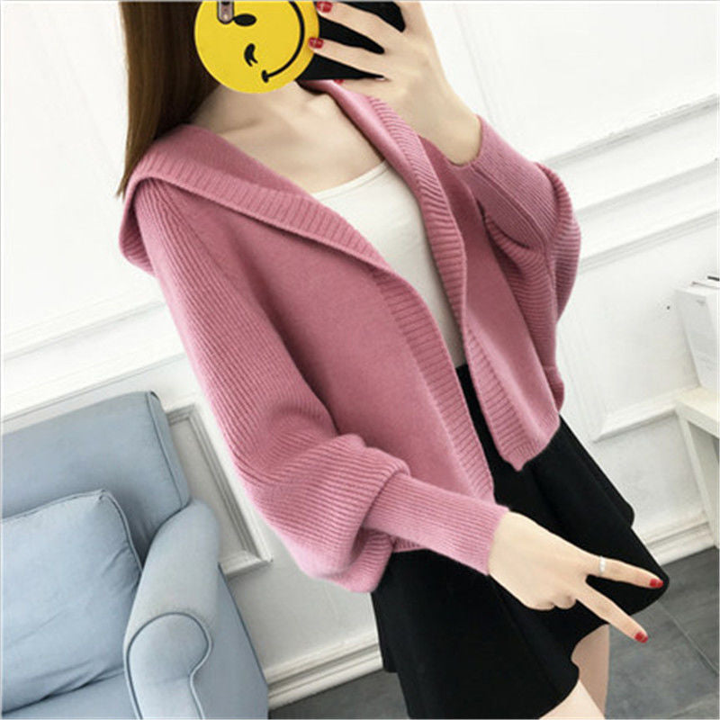 Womens Loose-fitting Cardigan, Short Sweater Jacket