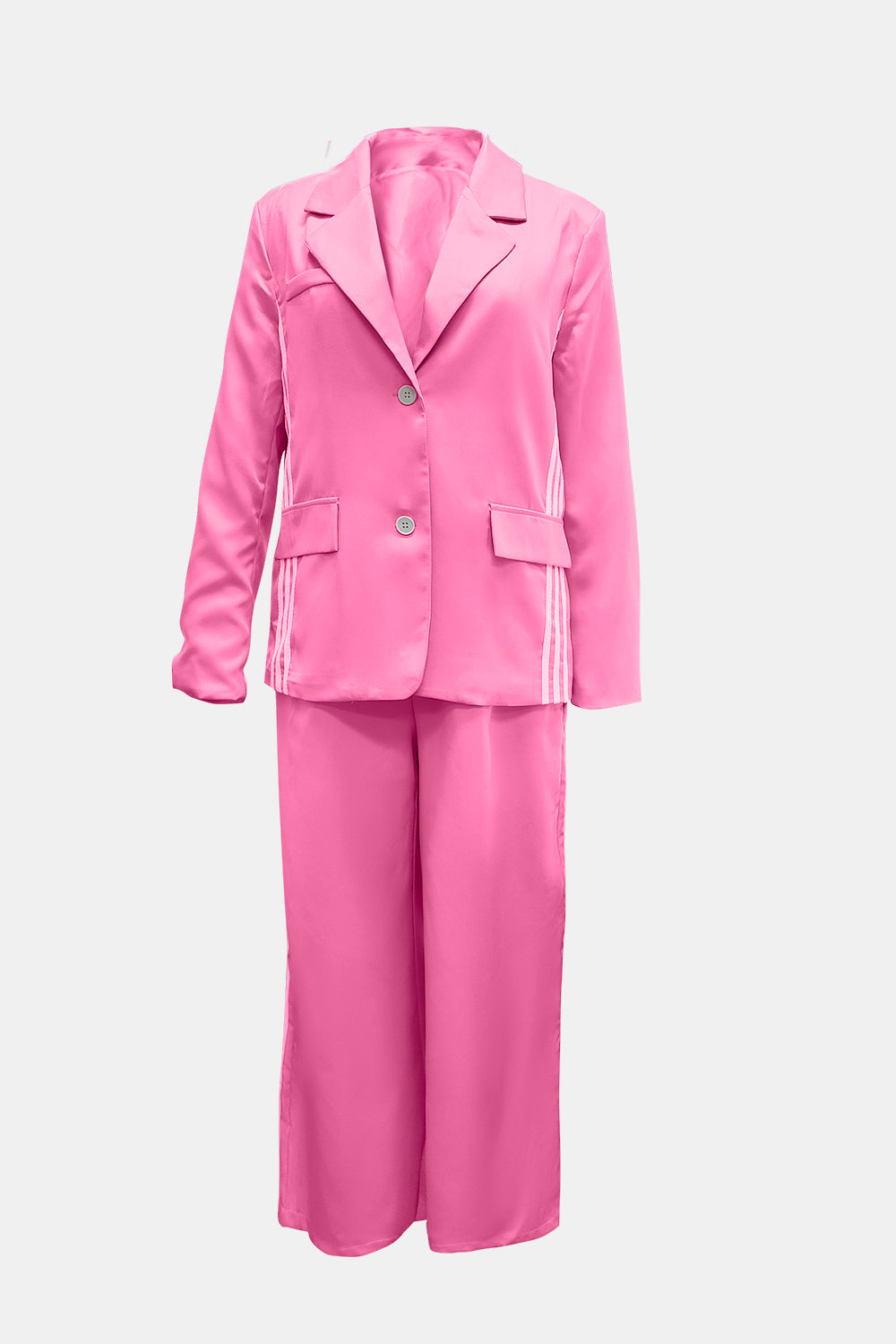 Conjunto de blazer de manga larga con rayas laterales y pantalón