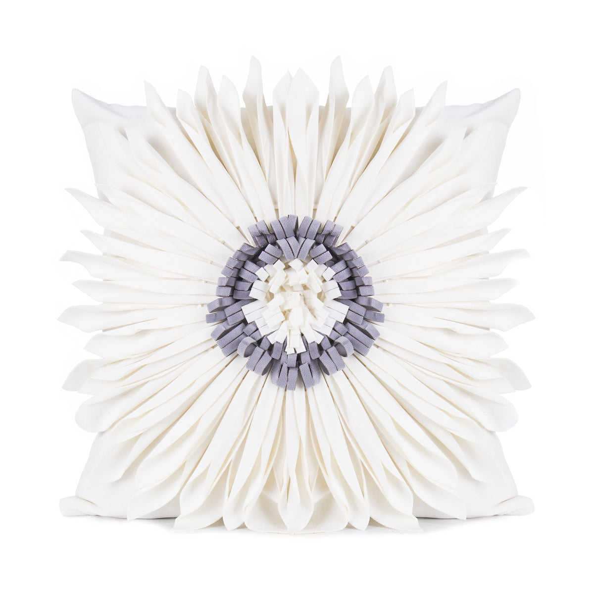 Fashion Modern Style White Throw Pillows Velvet Stitching 3D Chrysanthemum Cushion Waist Pillow Blue Cushion Case