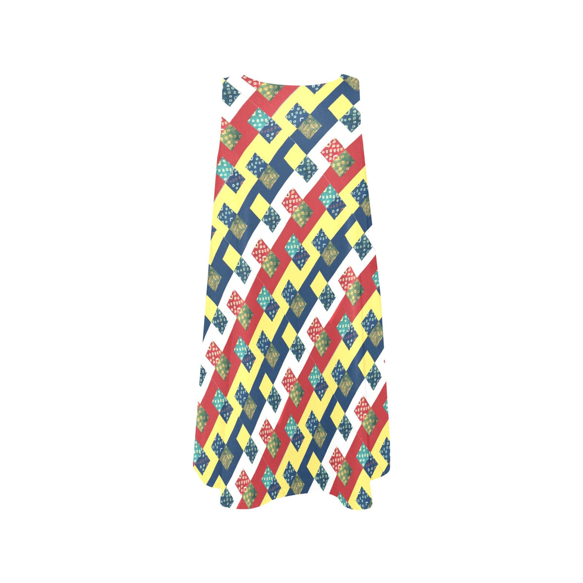 Colorful Checkered Pattern Sleeveless A-Line Pocket Short Dress