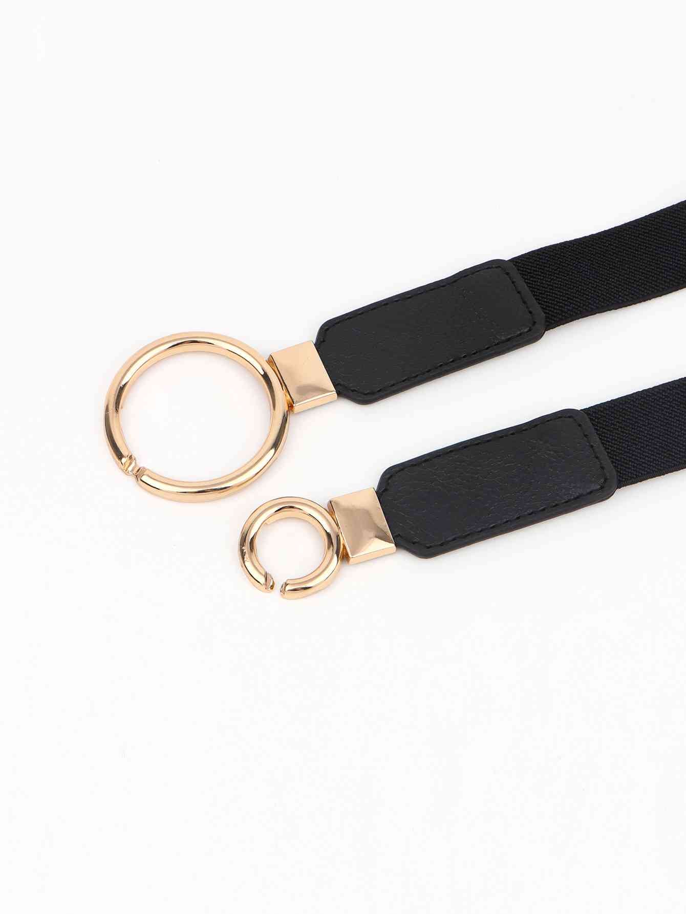 ElegantStyle Double Ring Buckle Elastic PU Belt – Adjustable Comfort Fit See size chart under “more details”