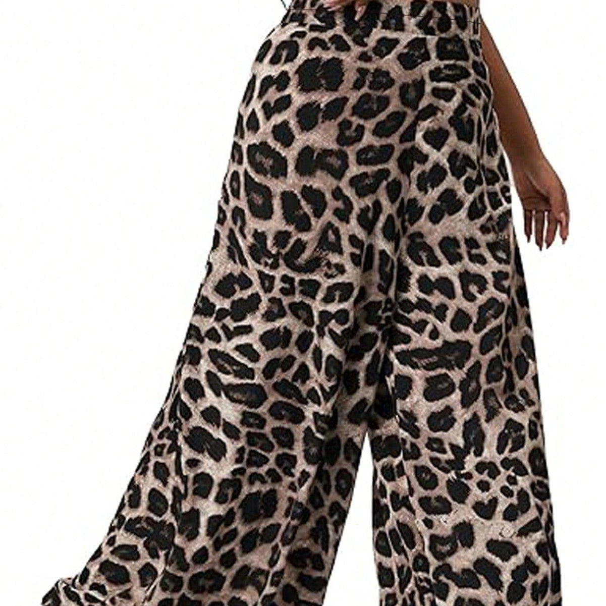 Trendy Leopard Print Plus Size Casual Loose Wide-leg Pants See size chart under “more details”