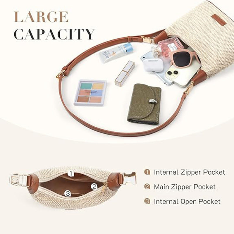 Women's Simple Casual Straw Crossbody Travel Bag