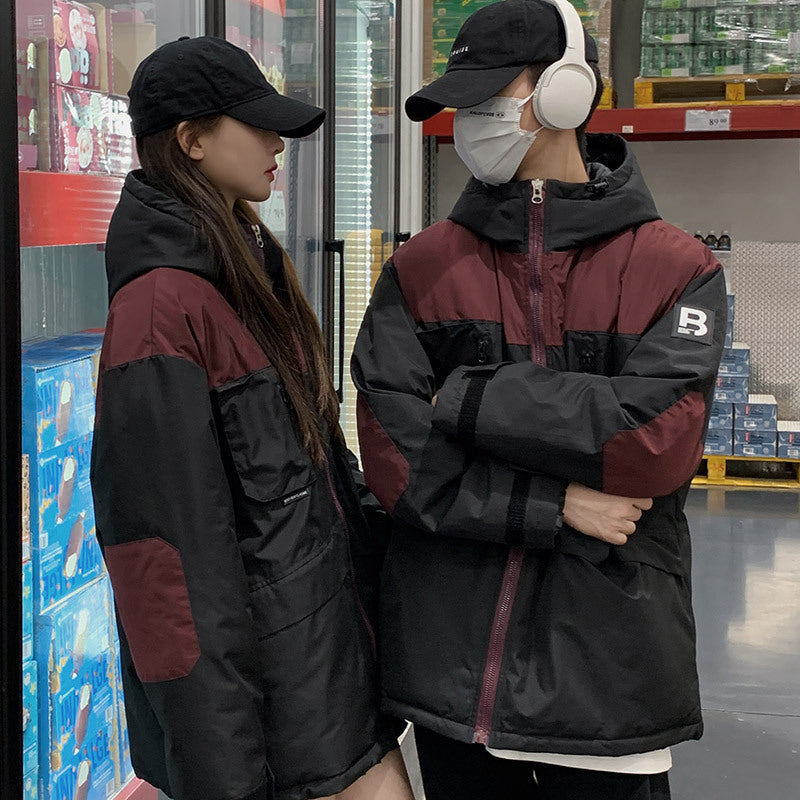 Korean Style Winter Couple Workwear Cotton-padded Jacket Loose Hooded Fashion Casual