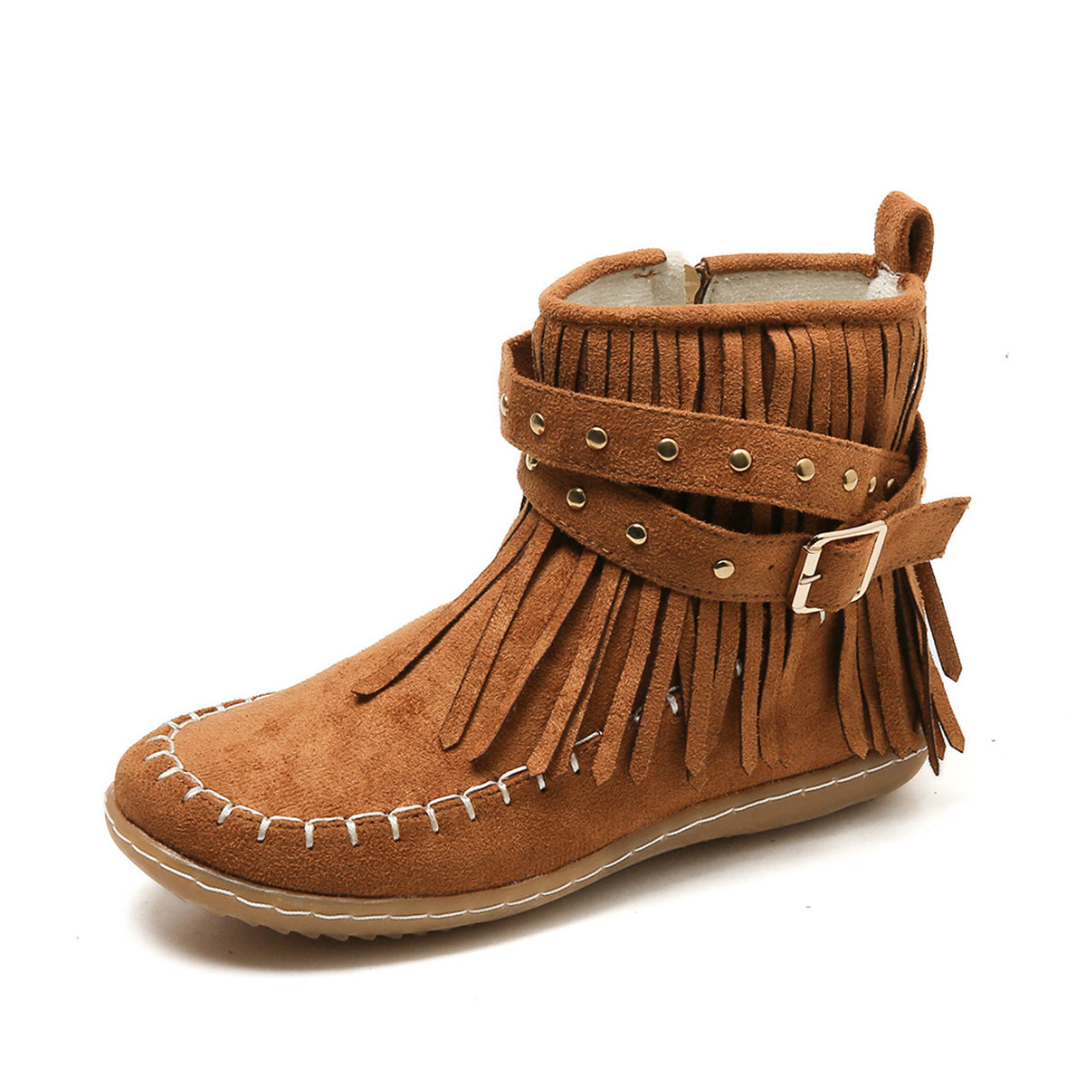 Rivet Flat Tassel Suede Martin Boots