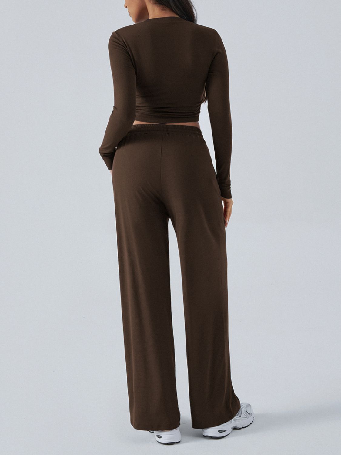 Conjunto de top de manga larga con cuello redondo y pantalones Devine