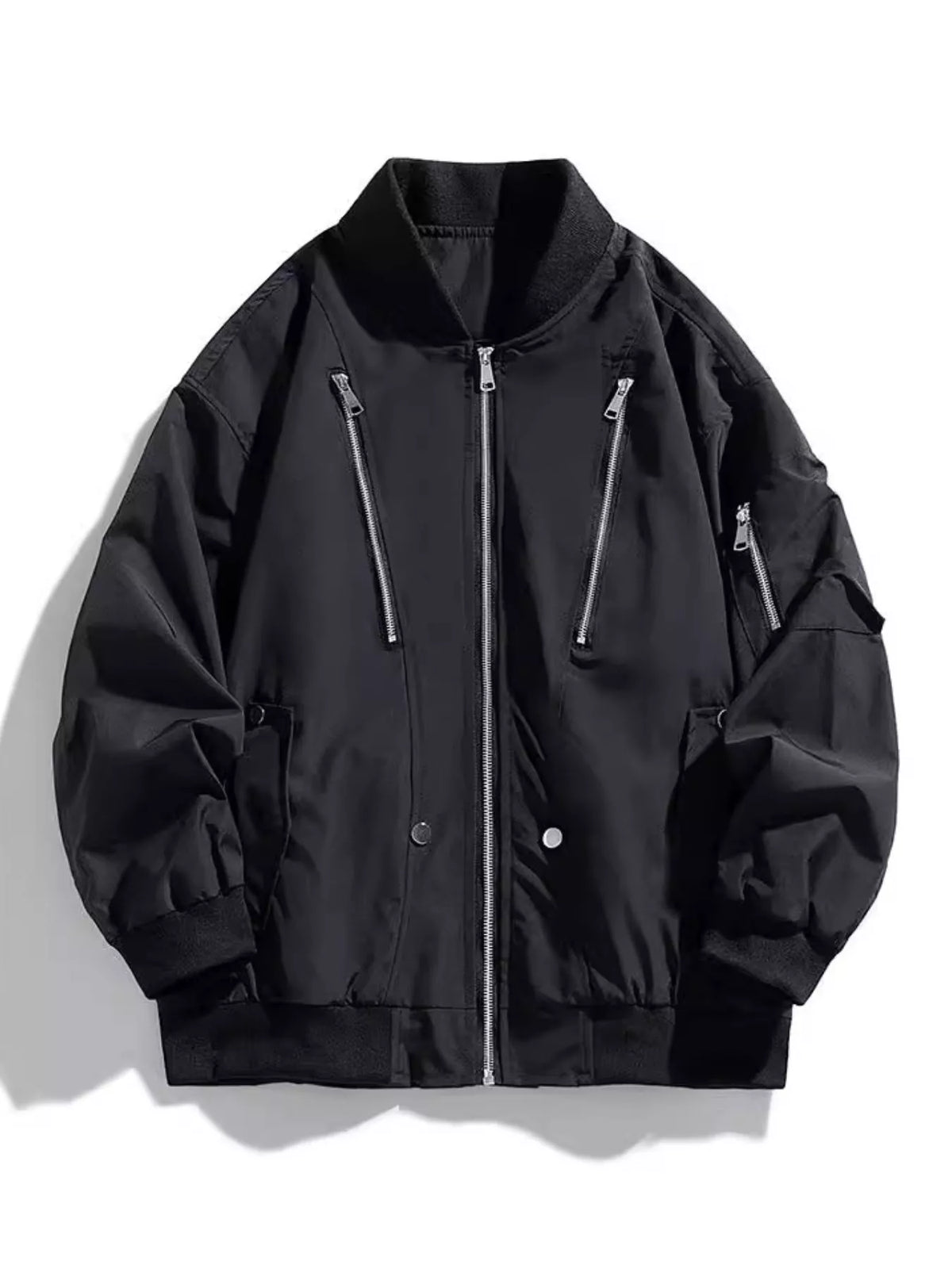 Men's Plus Size Casual Zipper Front Bomber Jacket