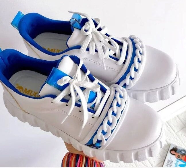 Casual Sports Lace Up Women Shoes With Muffin Sole