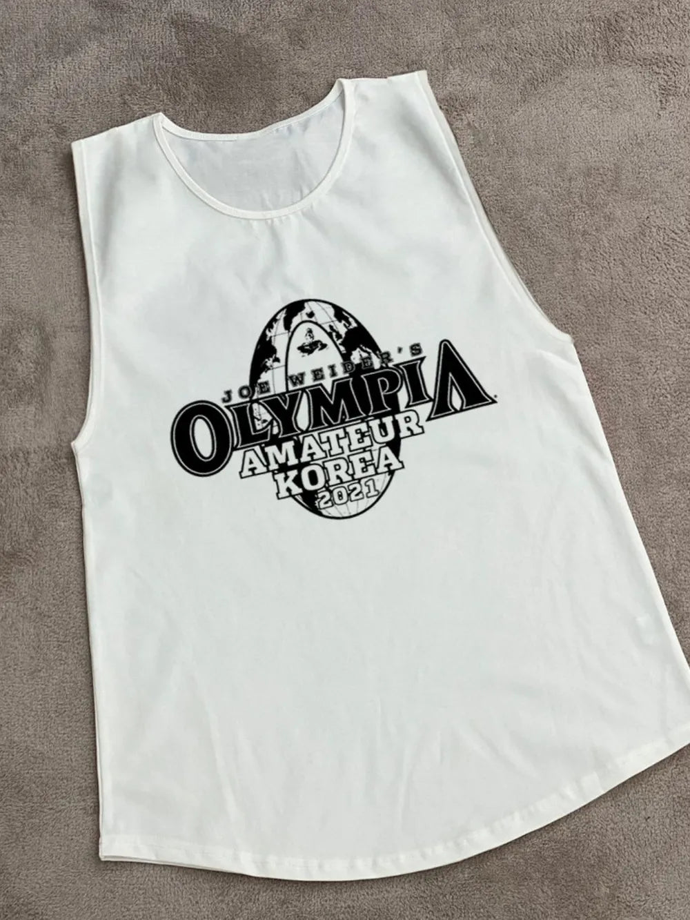 Camiseta sin mangas activa con cuello redondo y estampado para hombre de talla grande