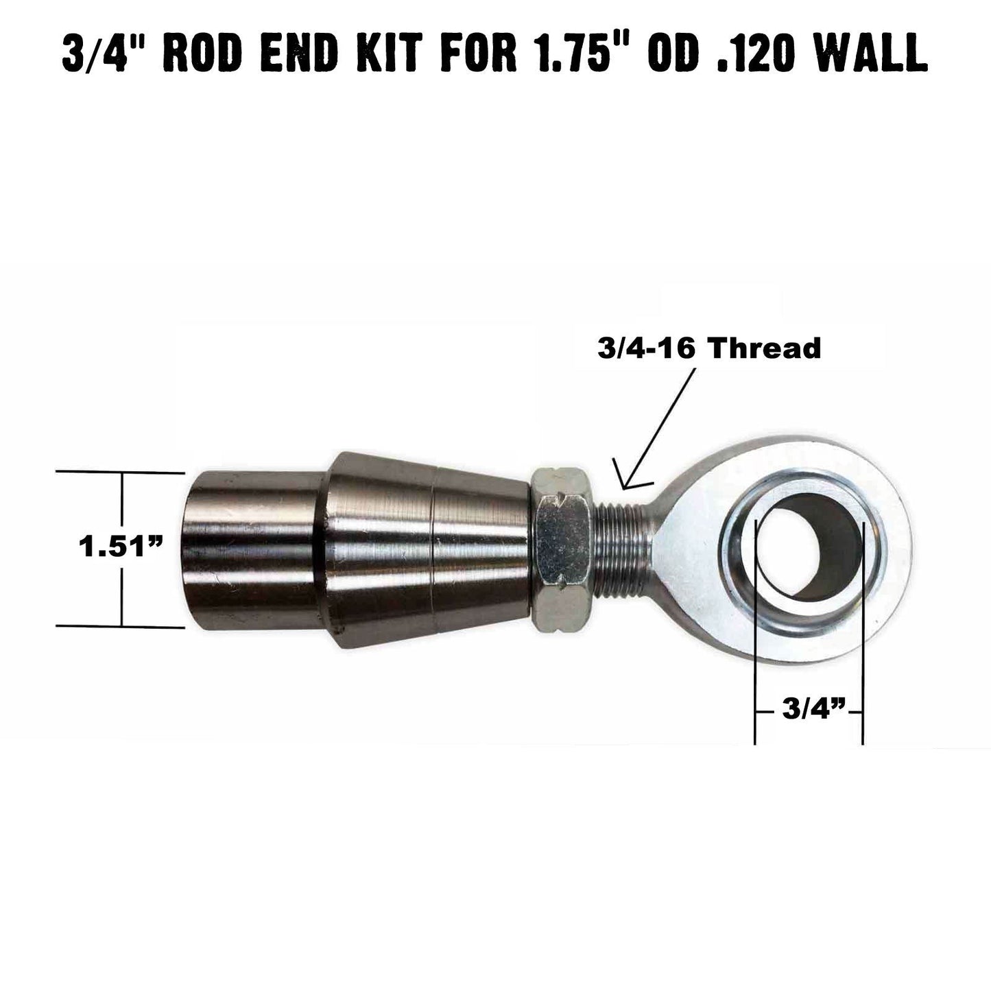 4 Link Rod End Kit -  3/4" Chromoly Heim - 1.75" OD Tubing