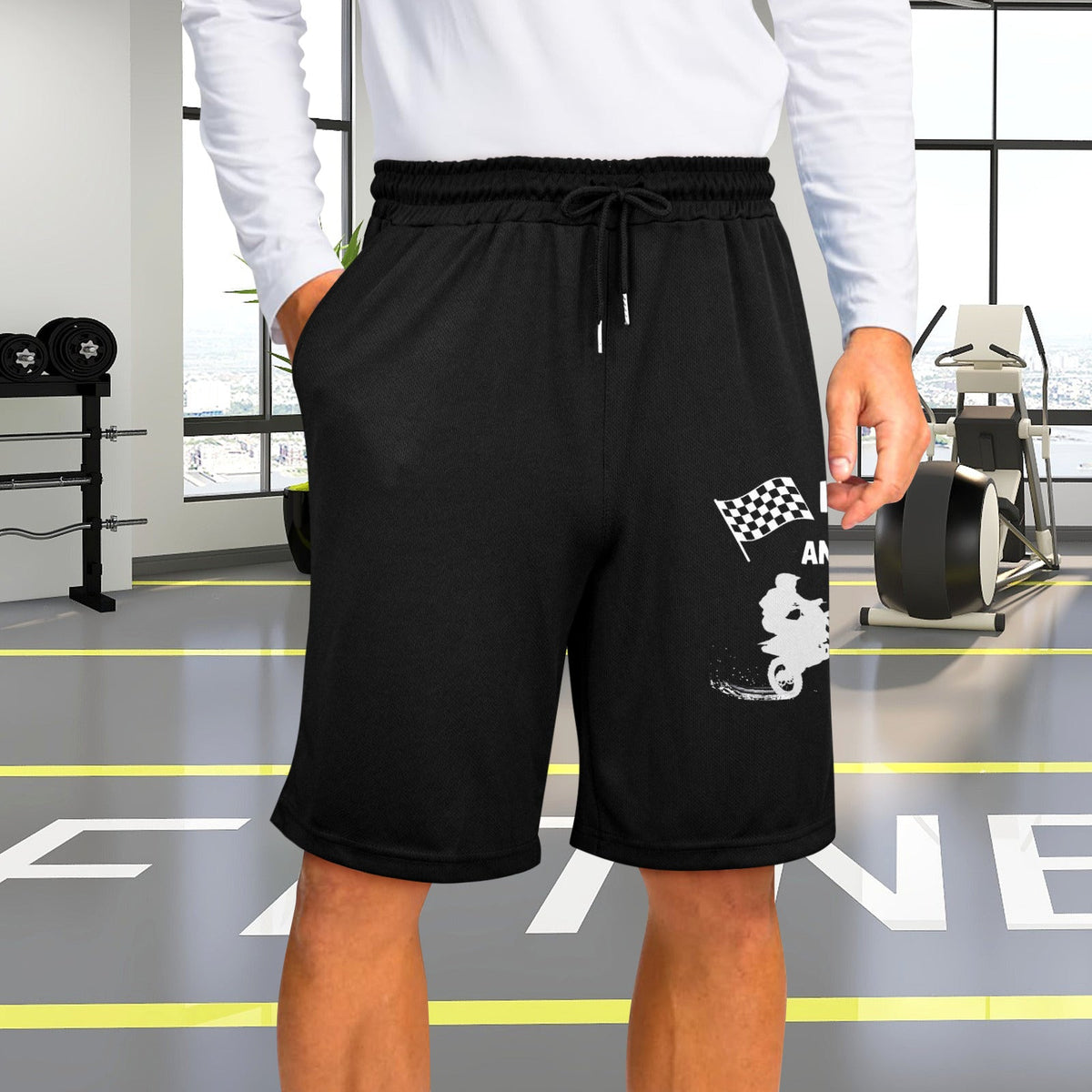 Mud Sweat and Gears Motorcycle Men's Black Casual Shorts (Made in USA)