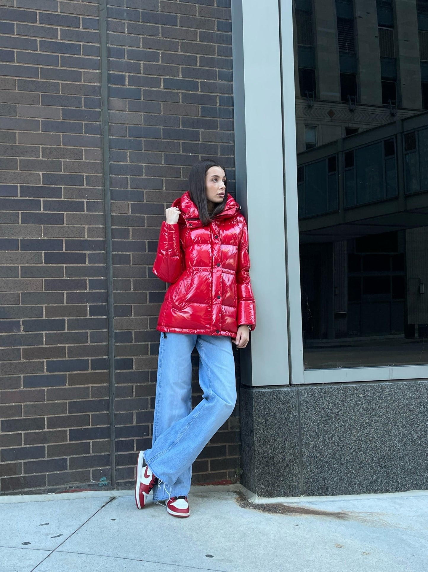 Chaqueta con capucha de plumón prémium Gia Laqué