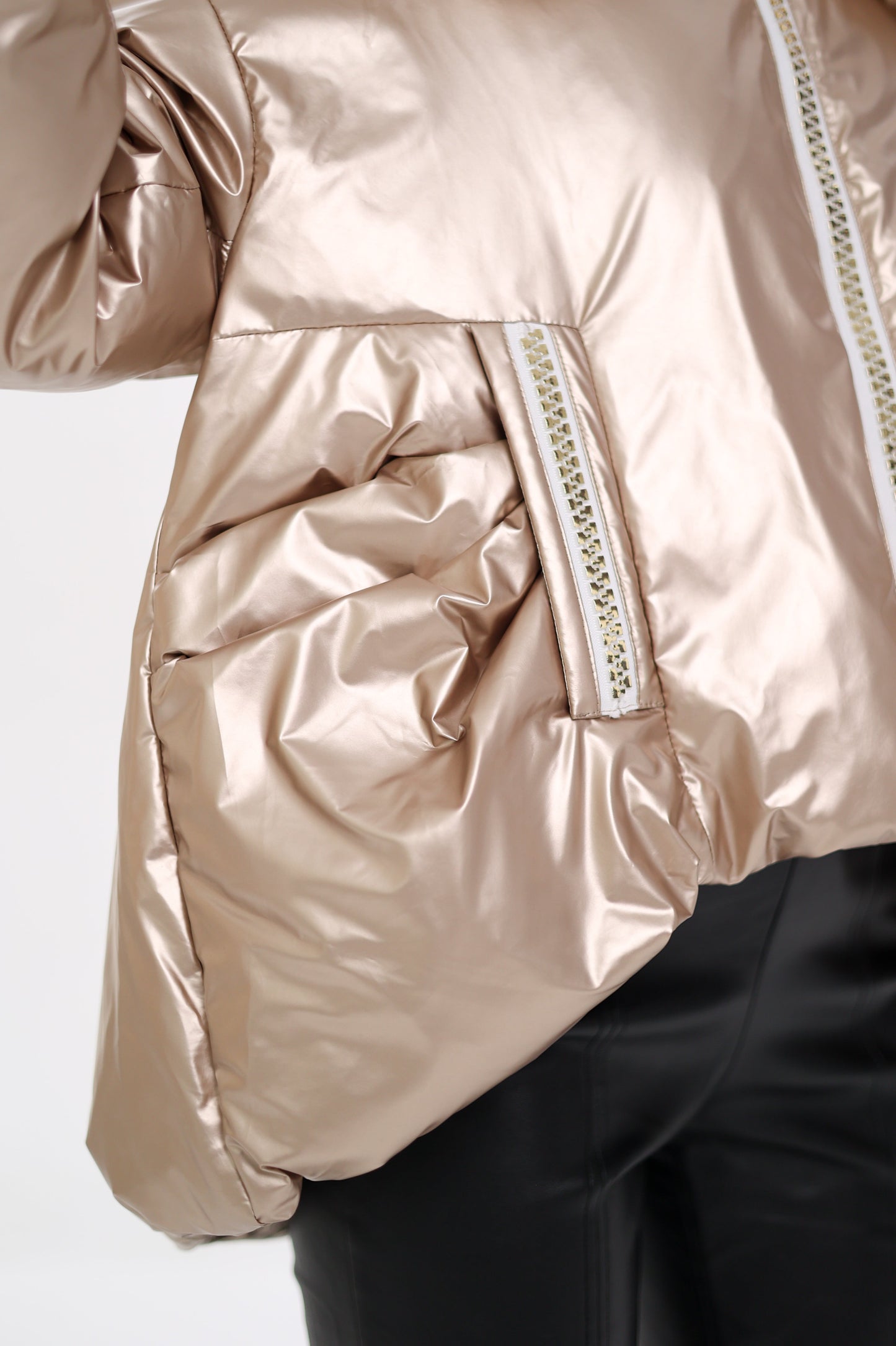 Chaqueta de plumas de zorro polar auténtico