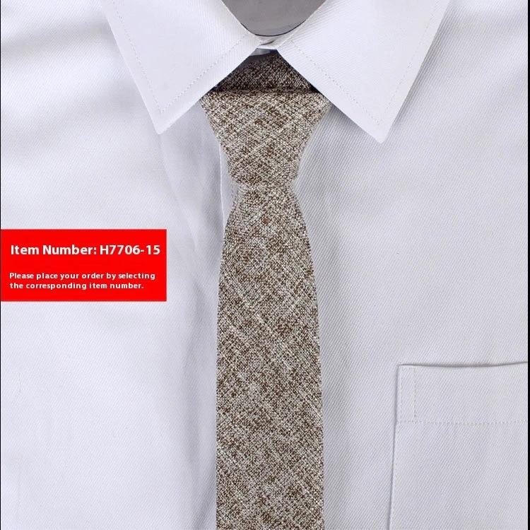 Solid Color Narrow Cotton Men's 6cm Tie