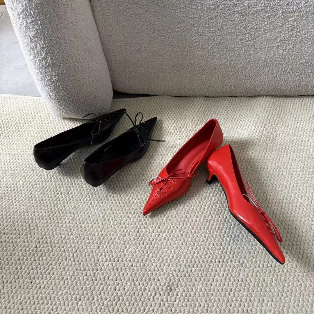 Women's Bow Chunky Heel Pumps
