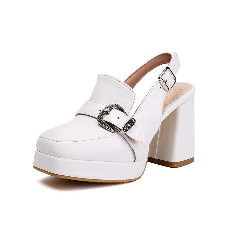 Women's Square-Clip Single-Strap Preppy Heels